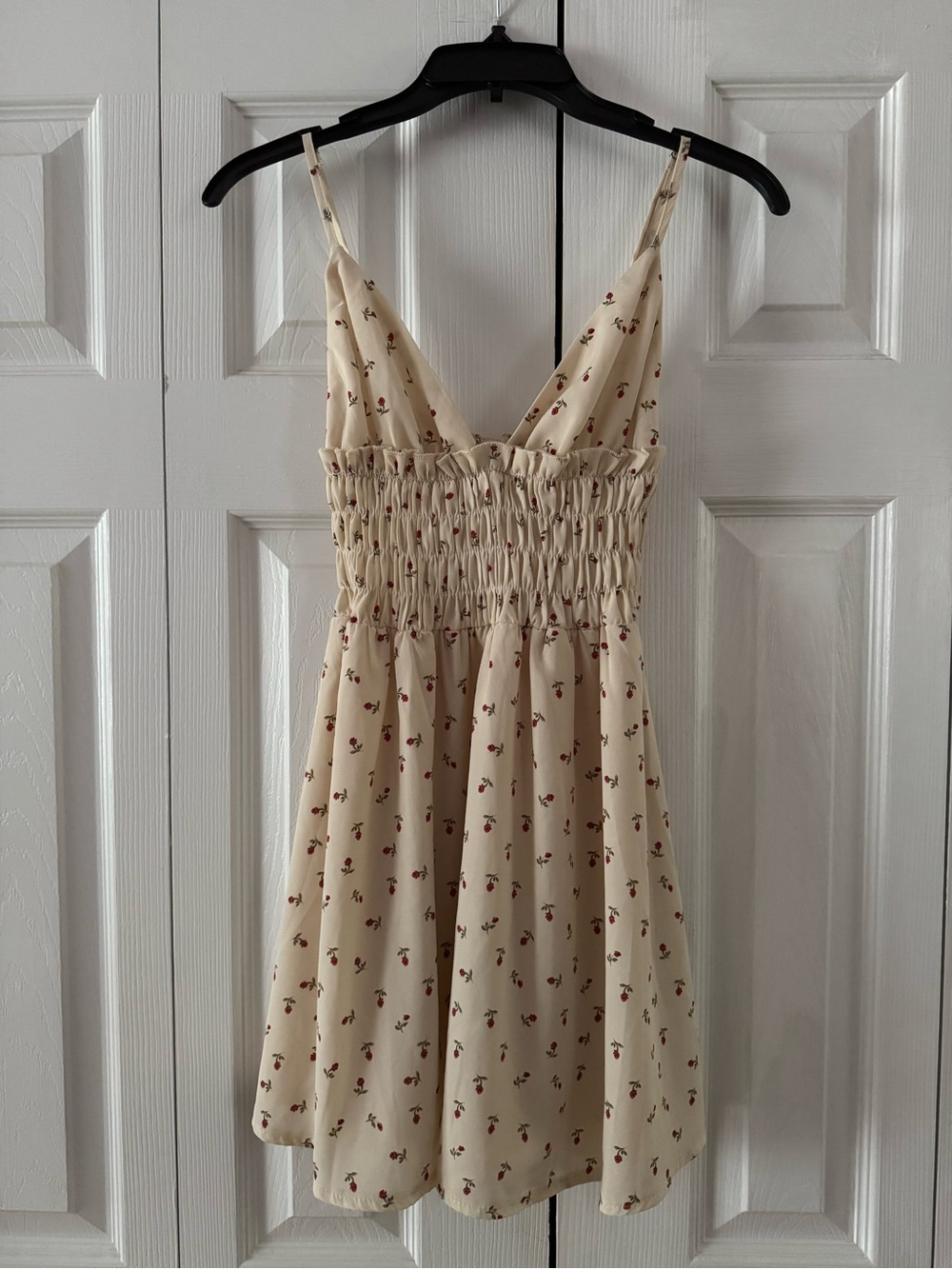 Princess Polly Cream Floral Roza Smocked Mini Dress